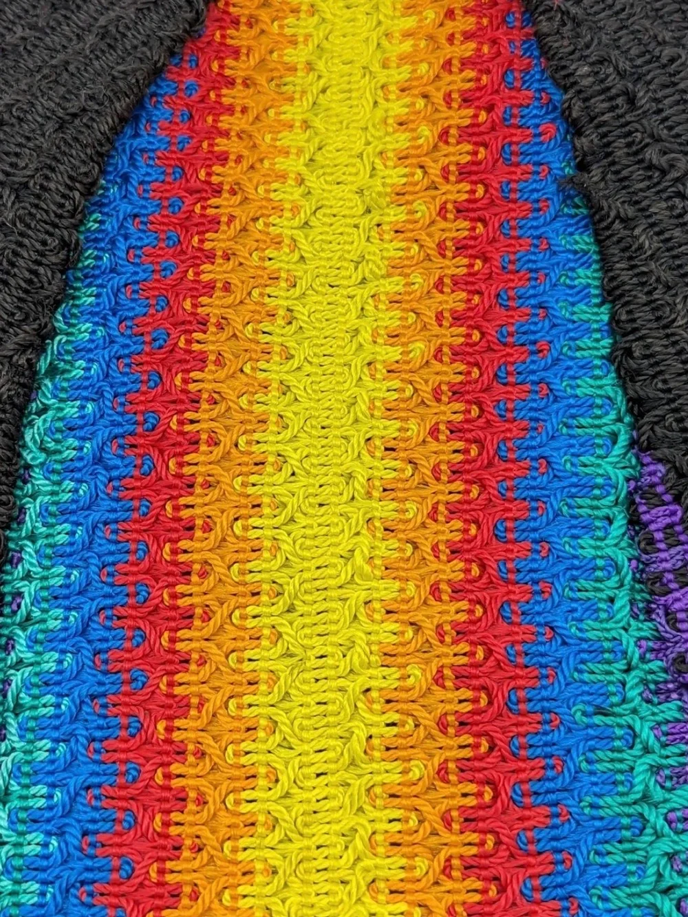 Boho Knit Shoulder Bag Rainbow Stripe Festival Purse